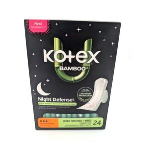 Kotex BAMBOO Ultra Thin Overnight Pads with Wings Ultra Soft Protection 30 Pads